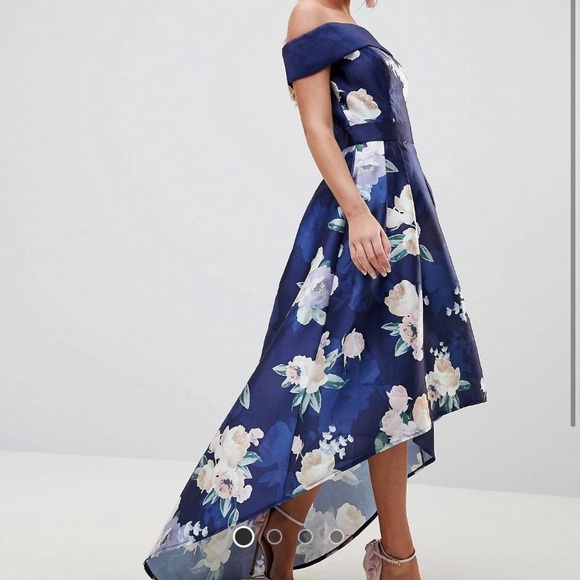 Chi Chi London satin midi dress high low - Picture 4 of 8